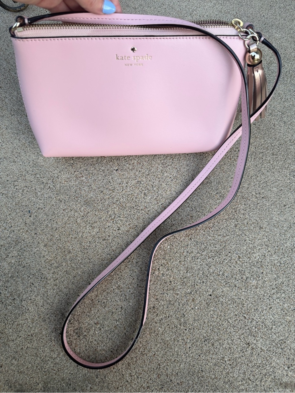 Kate Spade New York Pink Leather Crossbody Purse with Tassel